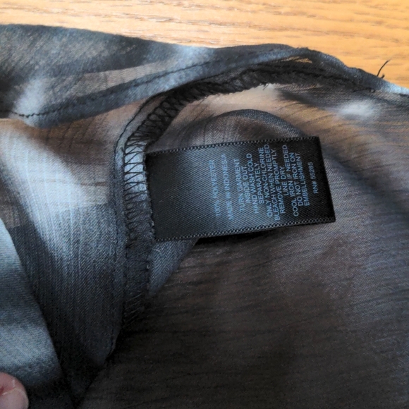 Express Black and White Print Sheer Beaded Top - Picture 4 of 6